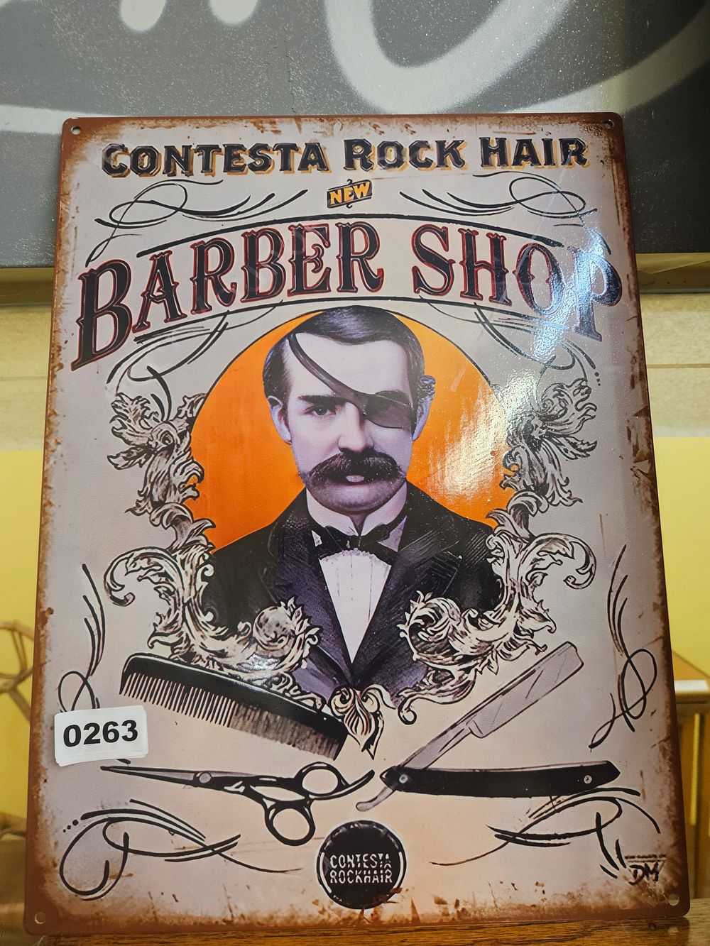 Lot 263 – Contesta Rock Hair Barber Shop Decorative Metal Advertising Sign