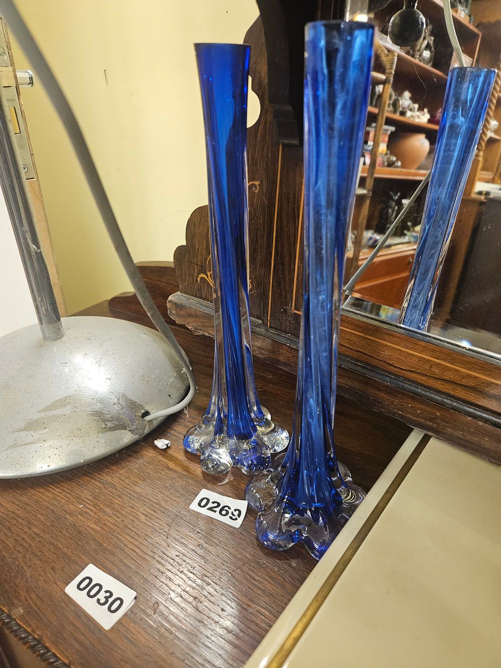 Lot 269 – A Pair of Mid-Century Cobalt Blue Art Glass Bud Vases