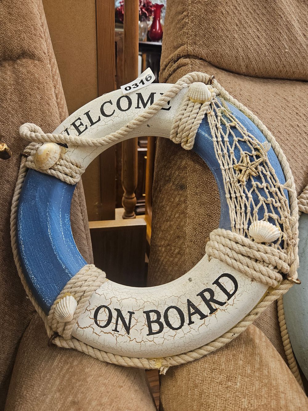 Lot 316 – Nautical Welcome On Board Decorative Lifebuoy Wall Hanging