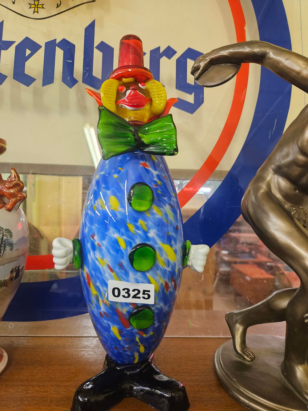Lot 325 – A Large Murano Style Art Glass Clown Figurine with Multicoloured Confetti Body