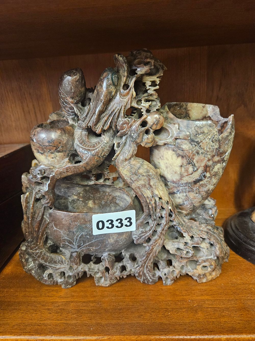Lot 333 – A Chinese Carved Soapstone Double Vase, Late 19th/Early 20th Century af
