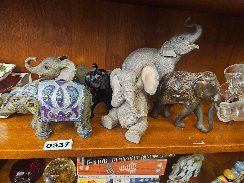 Lot 337 – A Collection of Decorative Elephant Figurines in Various Styles