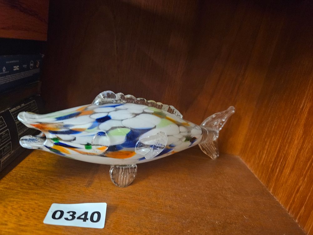 Lot 340 – Two Items Comprising a Murano Style Blown Art Glass Fish and a Collection of Elvis Presley DVDs