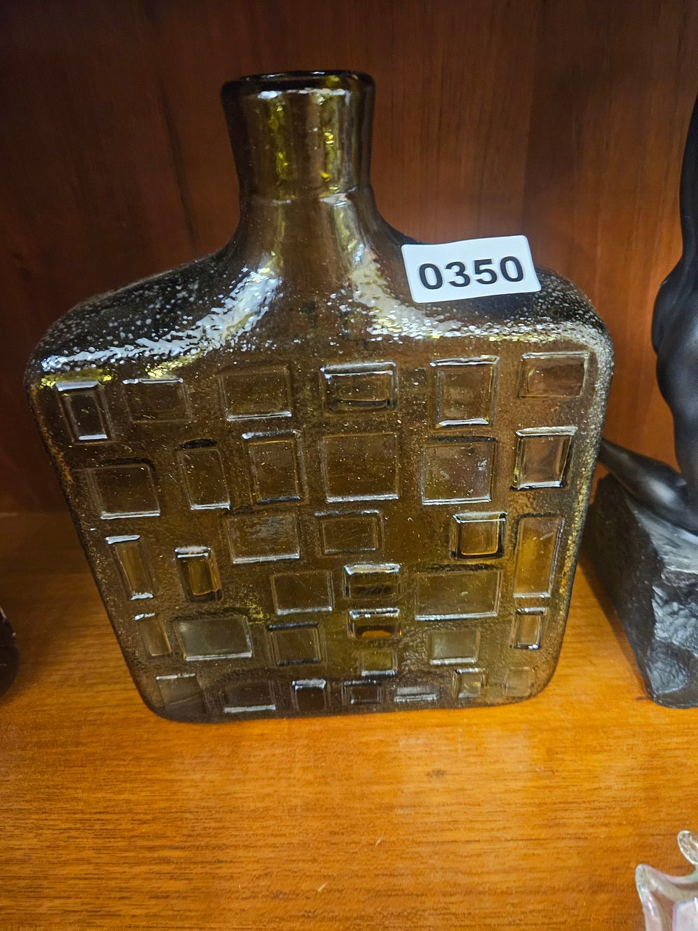 Lot 350 – Italian Mid-Century Modern Textured Olive Green Glass Bottle Decanter