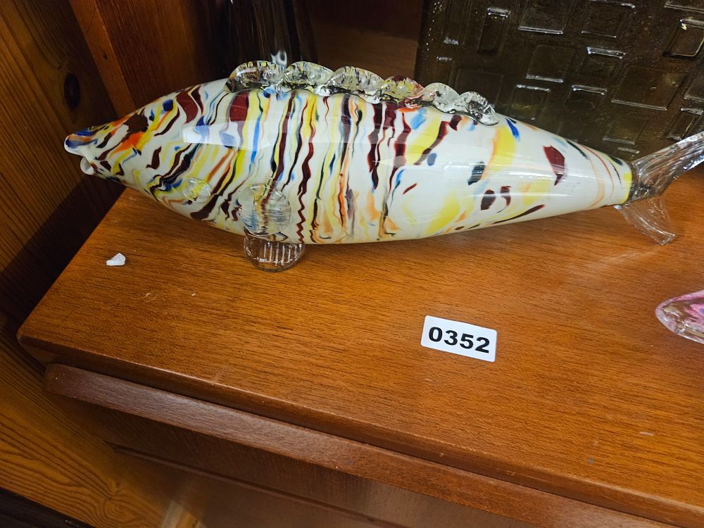 Lot 352 – Large Murano-Style Polychrome Glass Fish Sculpture