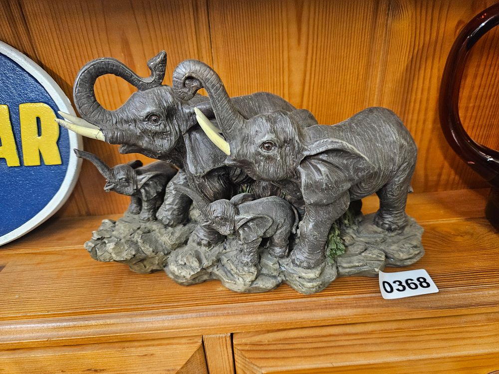 Lot 368 – A Decorative Composite Sculpture of an Elephant Family