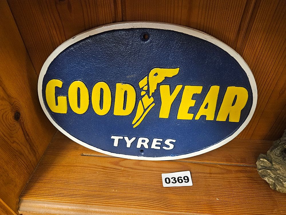 Lot 369 – Cast Iron Oval Goodyear Tyres Advertising Sign