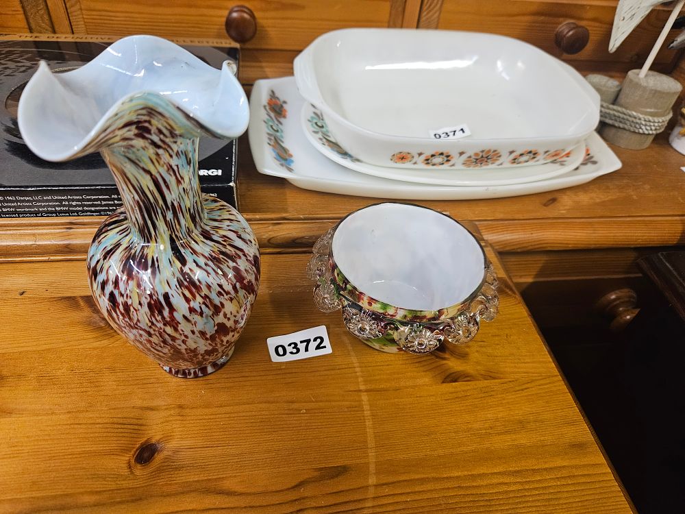 Lot 372 – Two Late 19th or Early 20th Century Multicoloured Spatter Glass Items