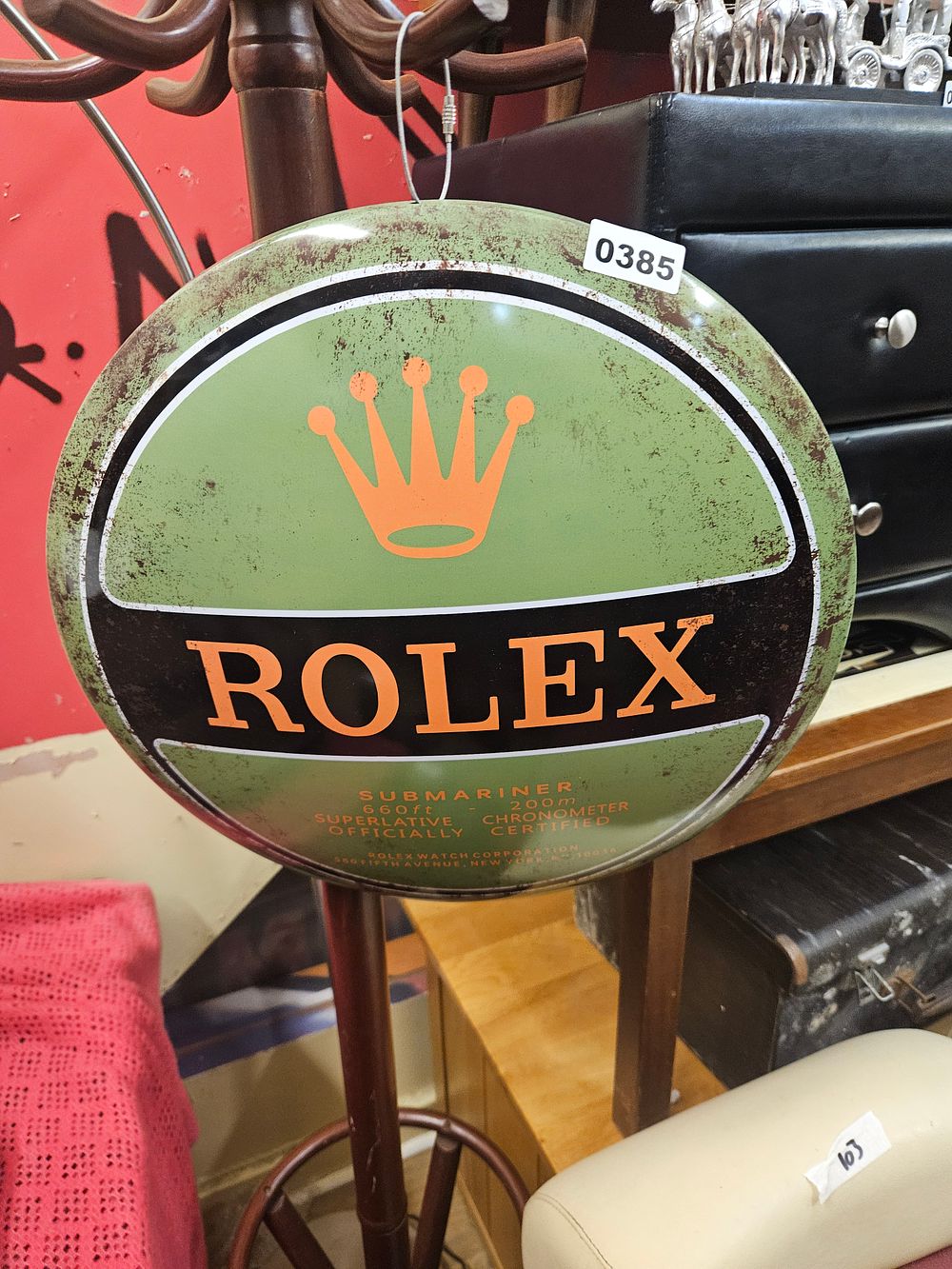 Lot 385 – A Contemporary Rolex Submariner Enamelled Metal Advertising Sign
