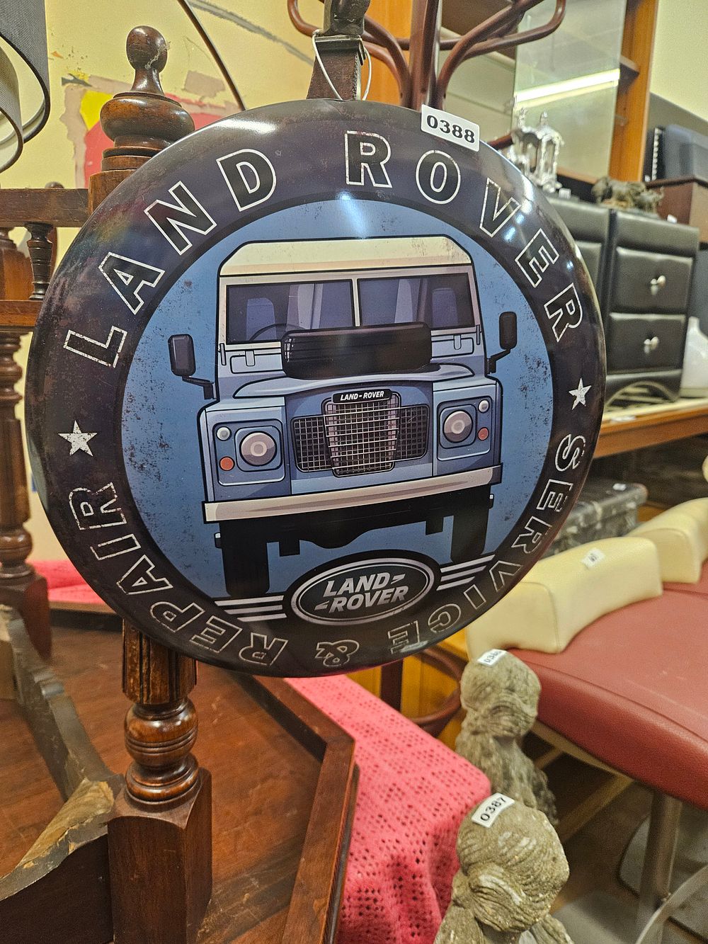Lot 388 – A Contemporary Land Rover Service and Repair Circular Domed Metal Advertising Sign