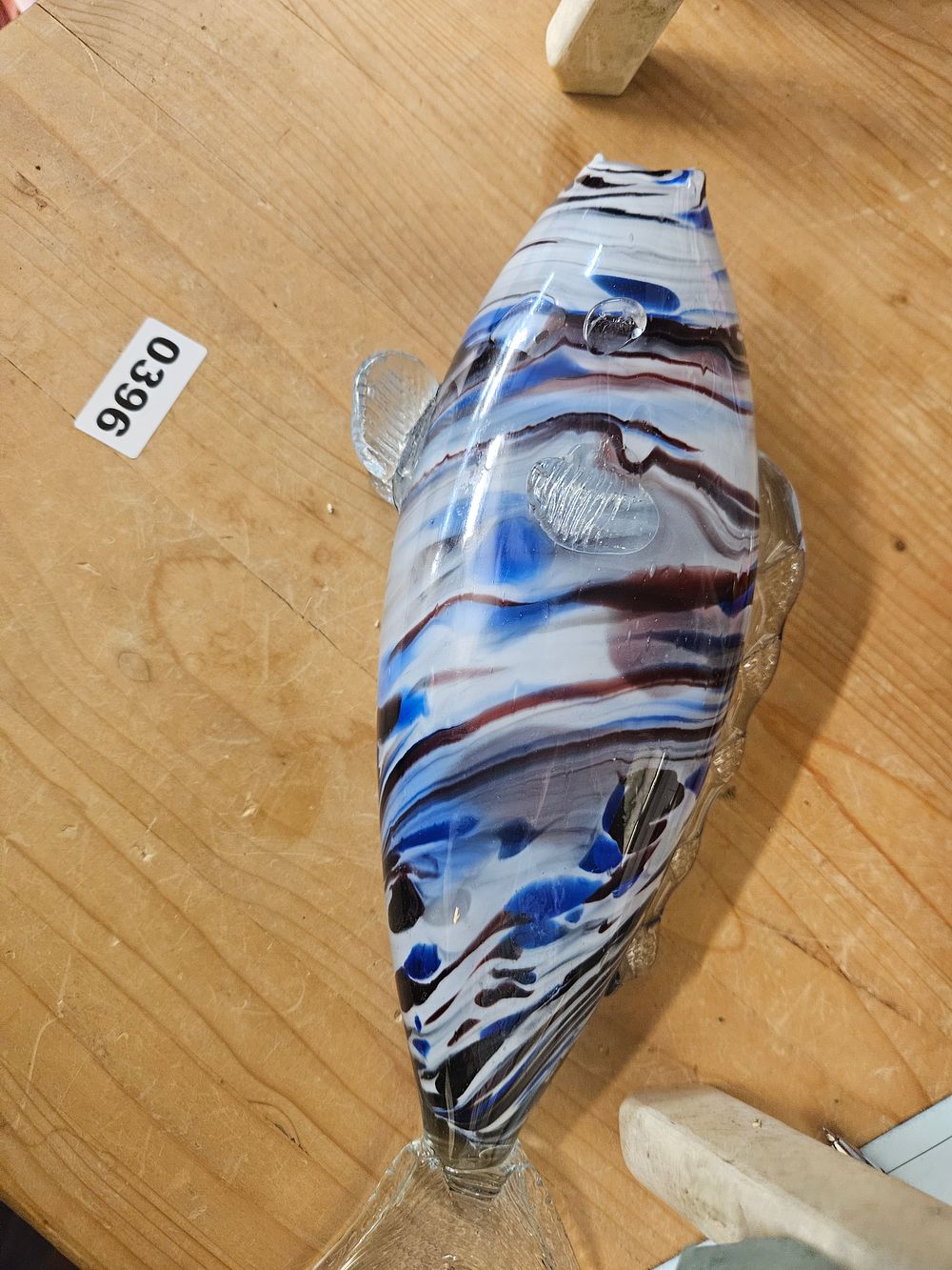 Lot 396 – A Mid-20th Century Murano Style Marbled Art Glass Fish Sculpture