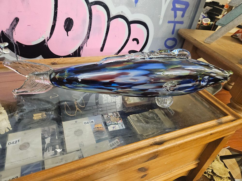 Lot 396a – Large multi-coloured Sommerso-style art glass fish sculpture