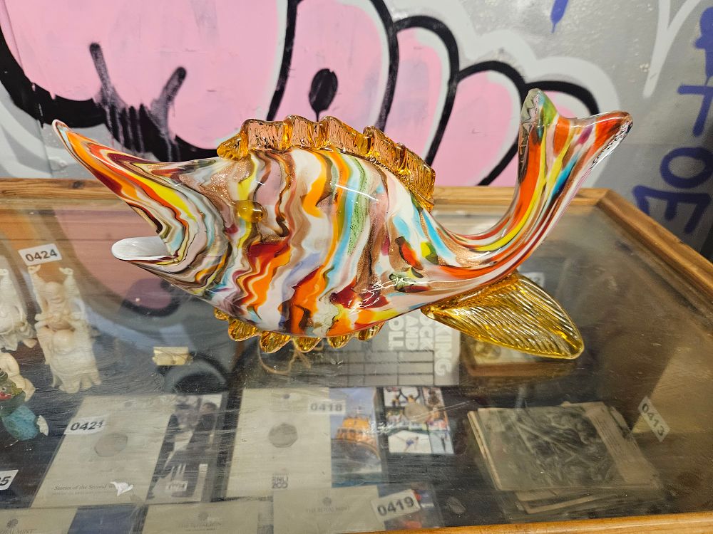 Lot 398 – A Large Murano-Style Tutti Frutti Art Glass Fish Figurine