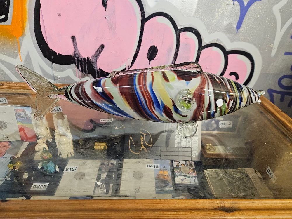 Lot 398a – A large Murano style multi-coloured art glass fish sculpture