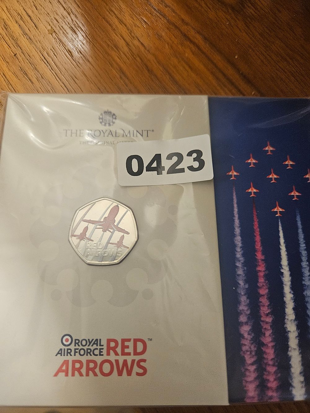 Lot 423 – 2025 UK Royal Air Force Red Arrows Colour-Printed Cupro-Nickel Brilliant Uncirculated 50 Pence Coin