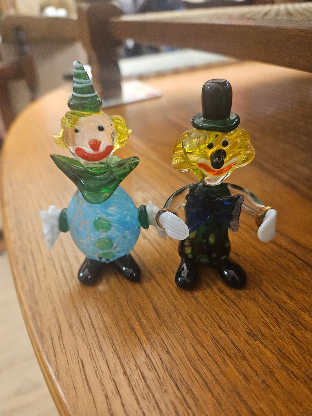 Lot 425 – A Pair of mini Murano Style Lampworked Glass Clown Figurines