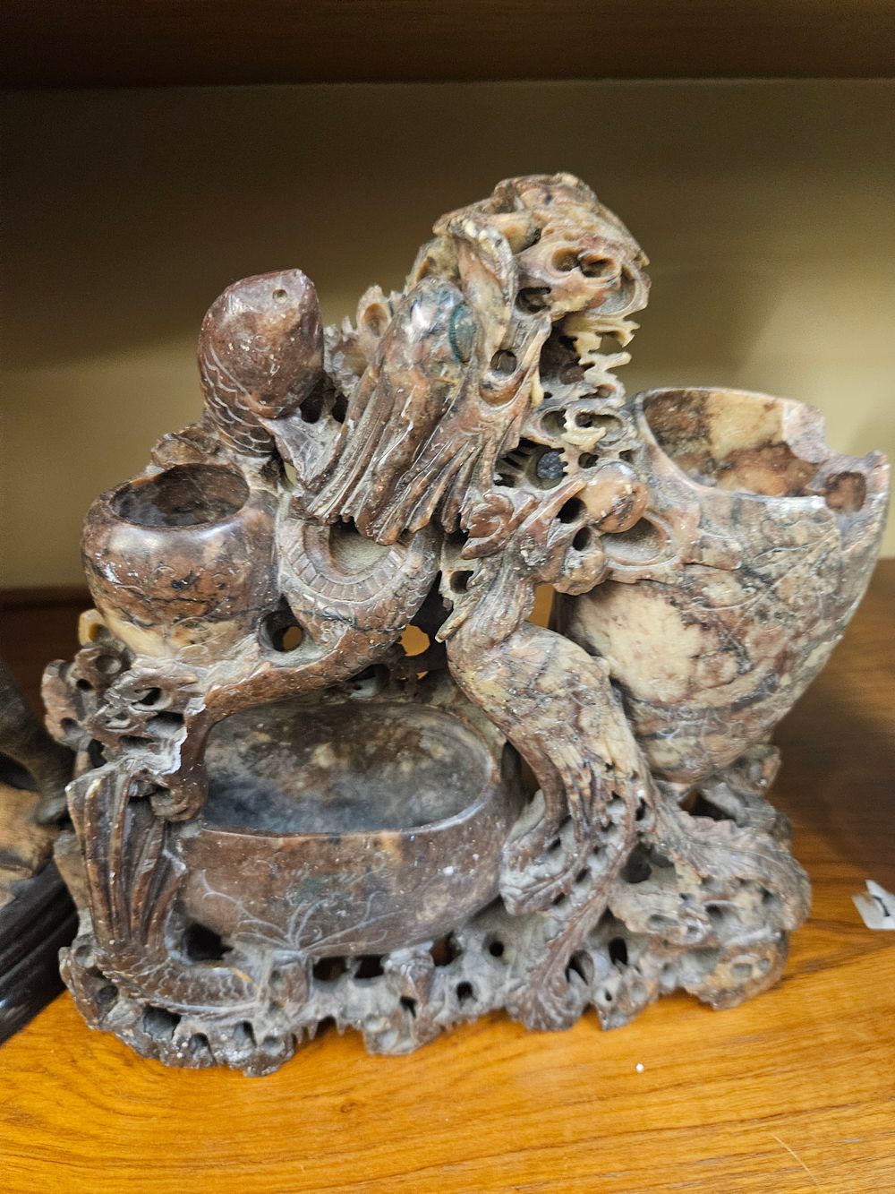 Lot 217 – A Chinese Carved Soapstone Spill Vase Group, Late 19th/Early 20th Century