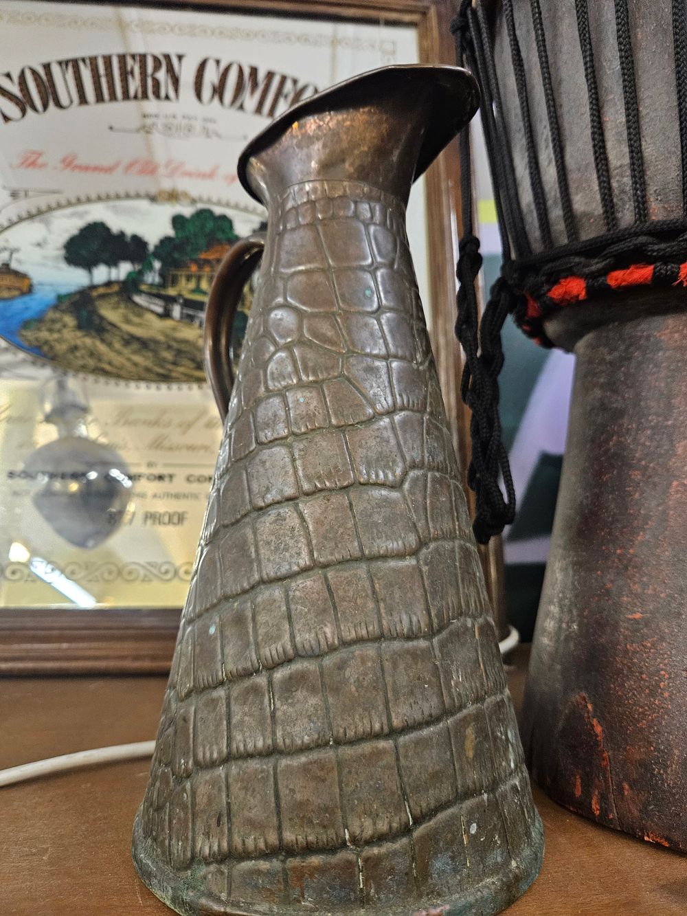 Lot 225 – Arts and Crafts Style Copper Jug with Crocodile Skin Pattern