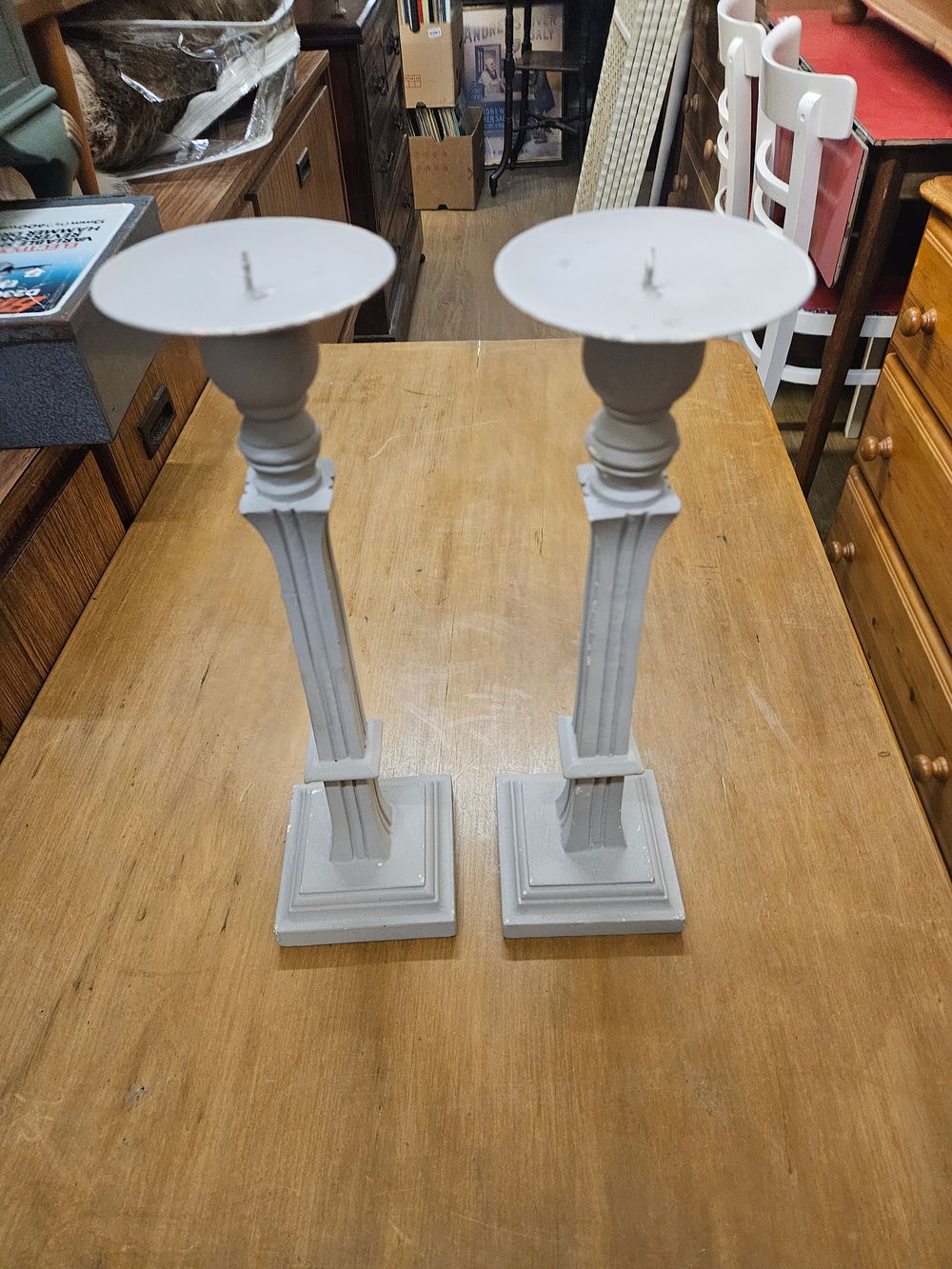 Lot 229 – A Pair of Neoclassical Style Cast Metal Column Pricket Stands