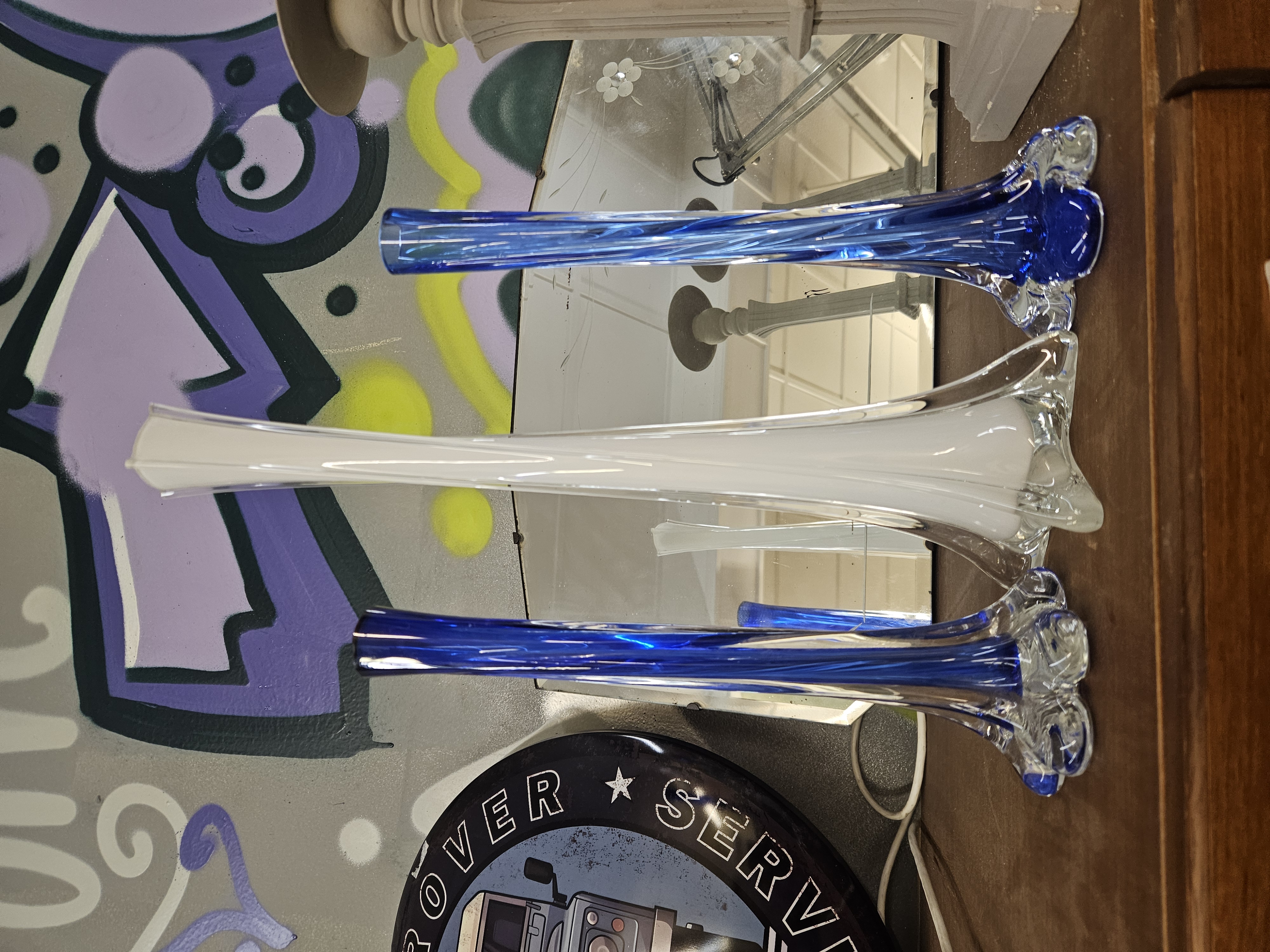 A Trio of Mid-Century Modern Swung Art Glass Bud Vases