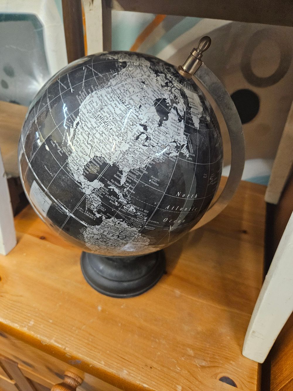 Lot 241 – Contemporary Decorative Monochromatic World Globe with Metal Stand