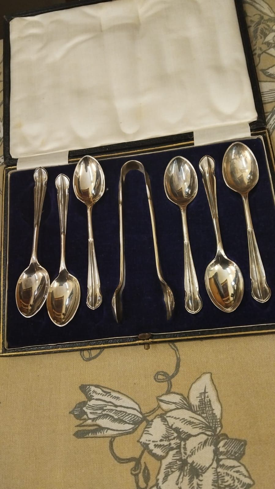 Lot 274 – A Set of Silver plated Spoons and Matching Sugar Tongs