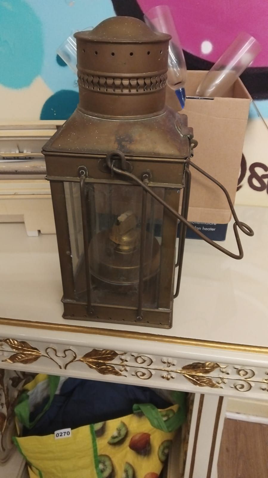 Lot 286 – A Vintage Brass Maritime Style Cargo Oil Lantern