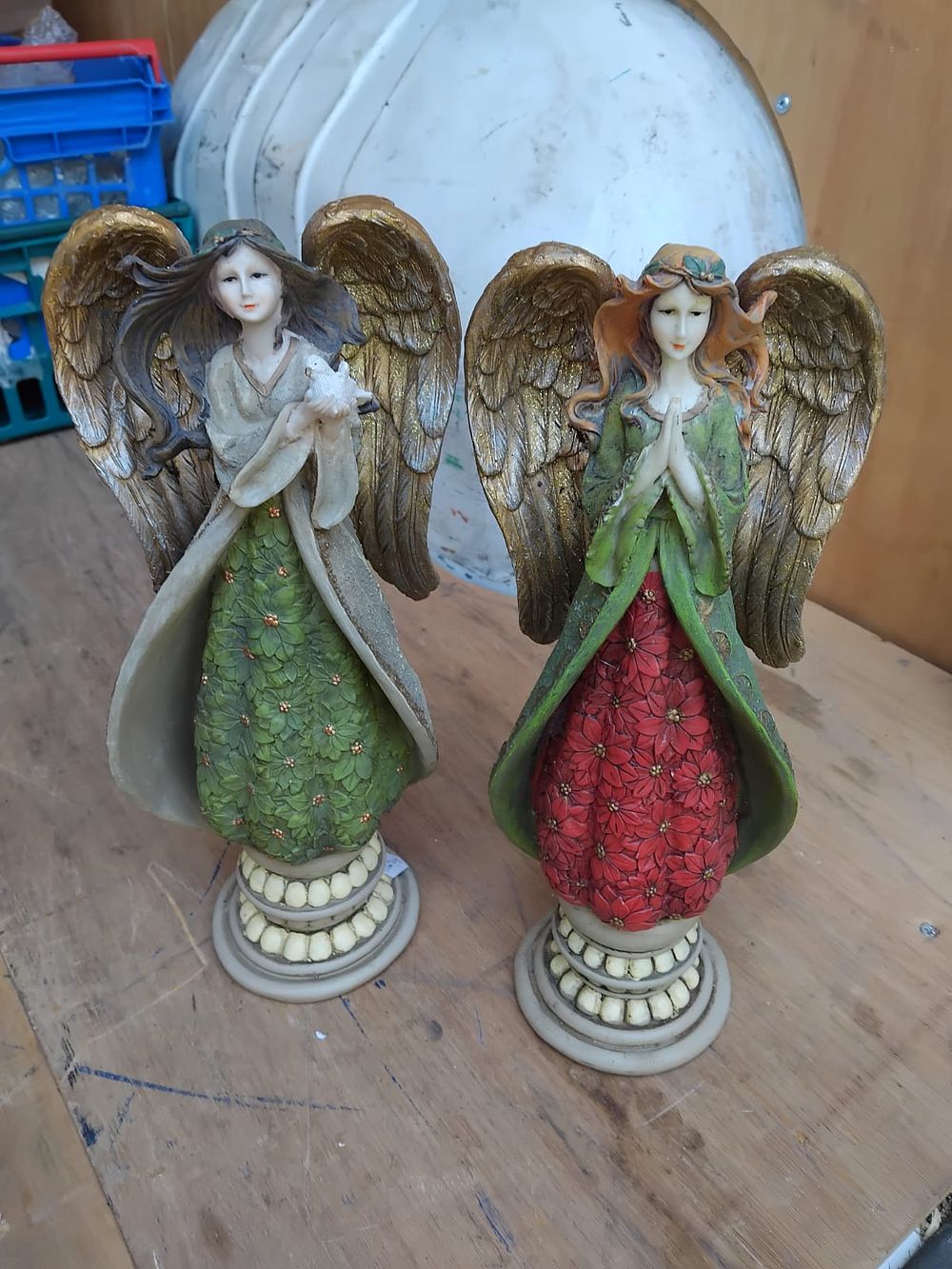Lot 156 – A Pair of Contemporary Decorative Resin Angel Figurines