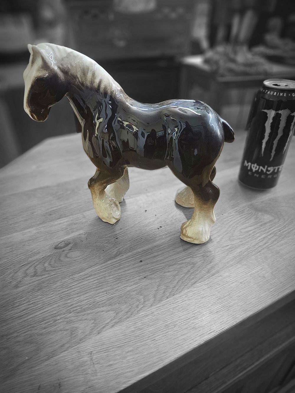 Lot 171 – Large Gloss-Glazed Ceramic Model of a Shire Horse in the Style of Beswick