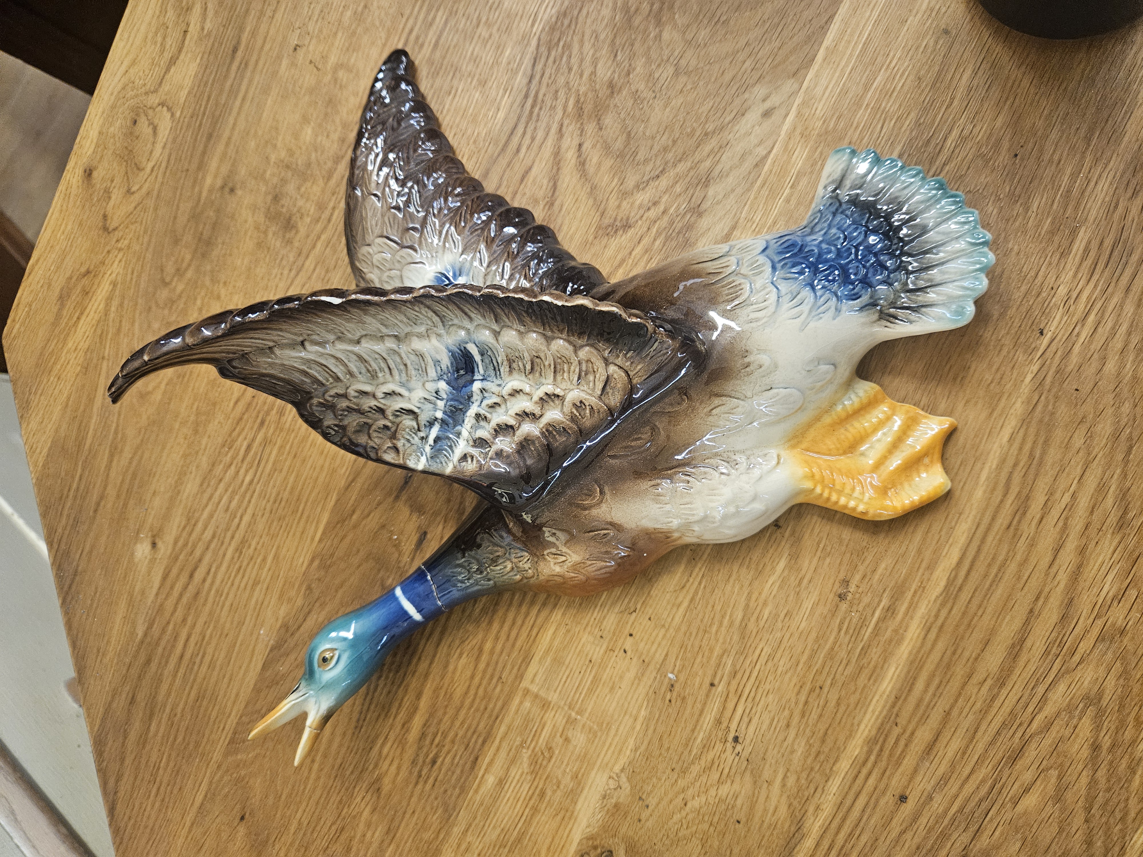 Mid-century ceramic mallard duck wall plaque, attributed to Jema Holland af