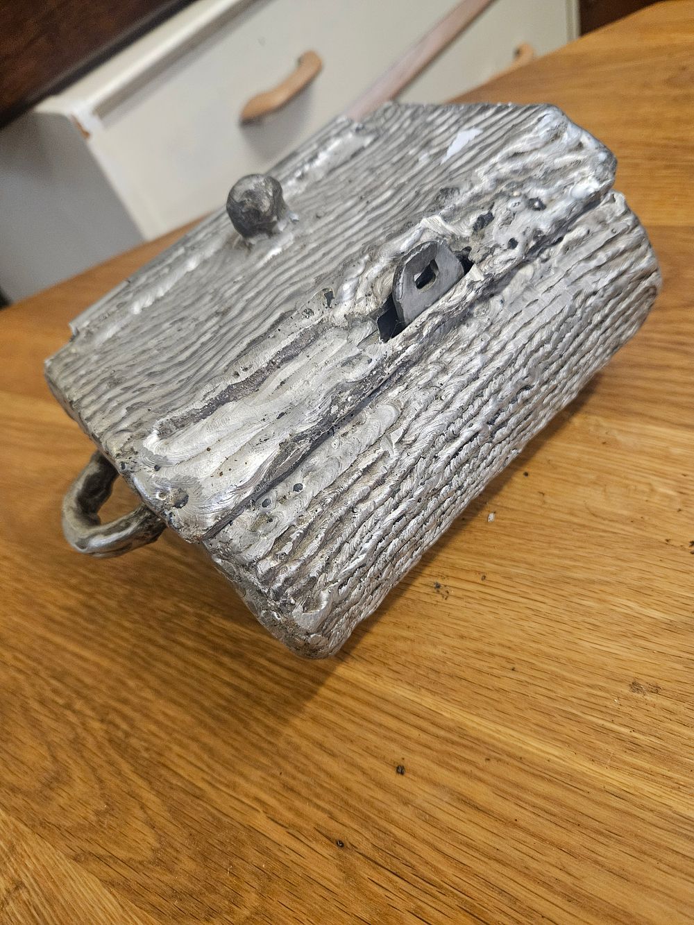 Lot 177 – A Brutalist  textured white metal  box