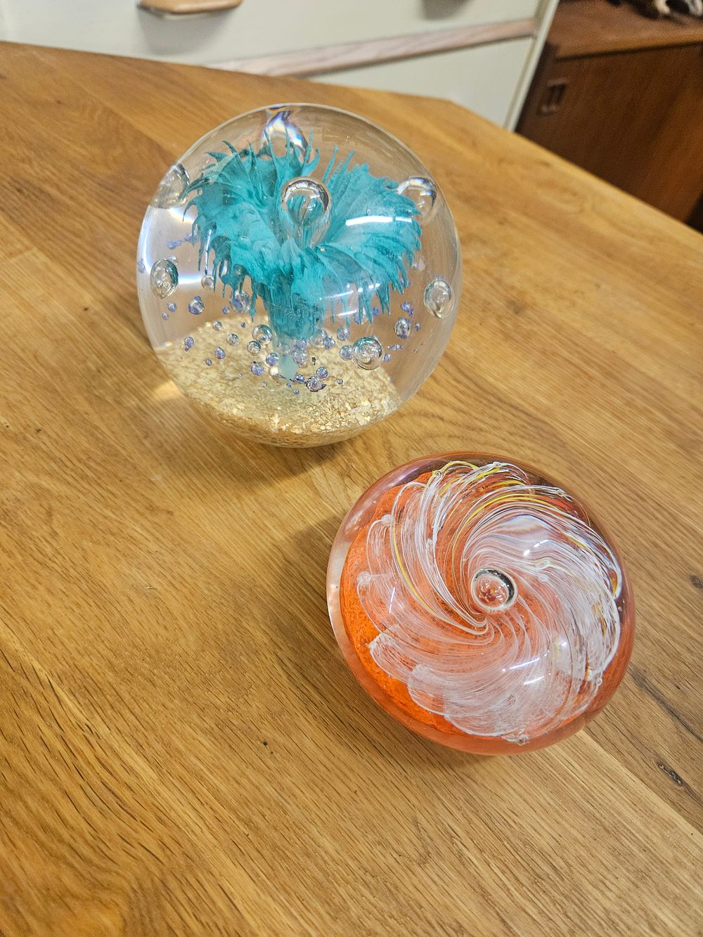 Lot 188 – Two Art Glass Paperweights with Lampwork and Swirl Decoration