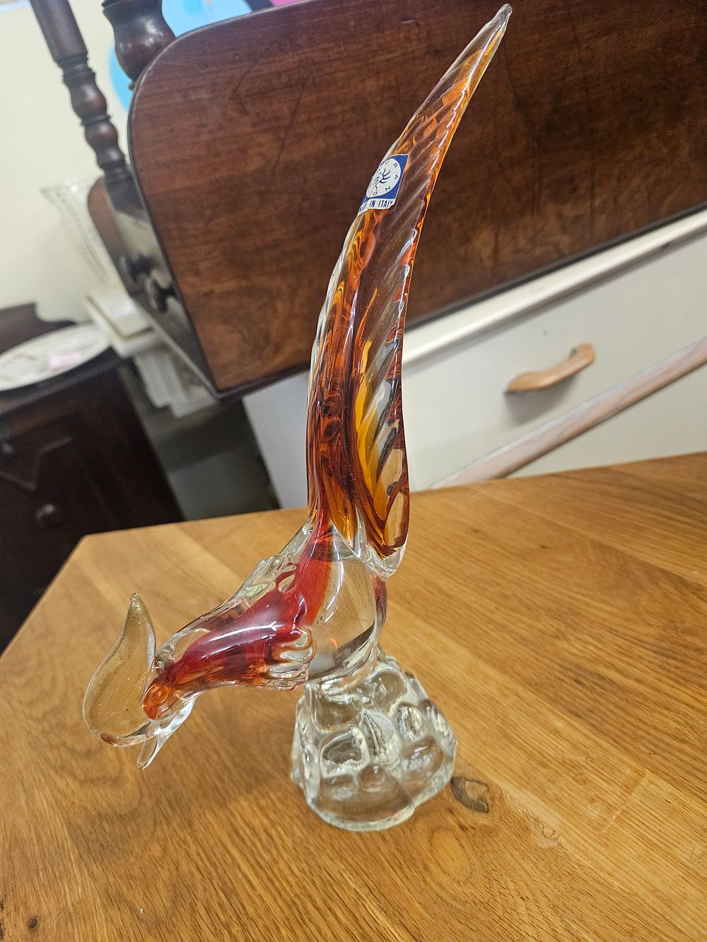 Lot 199 – A Murano BD Stylised Sommerso Art Glass Bird Sculpture