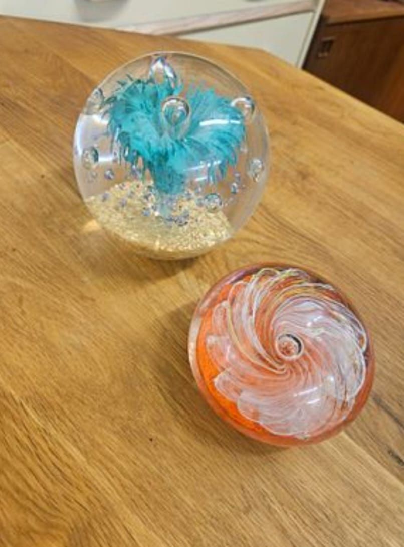 Lot 161 – Two Hand-Blown Art Glass Paperweights with Internal Inclusions