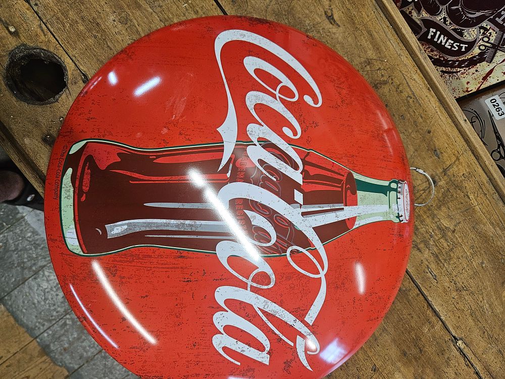 Lot 160 – Coca-Cola Curved Metal Button Advertising Sign