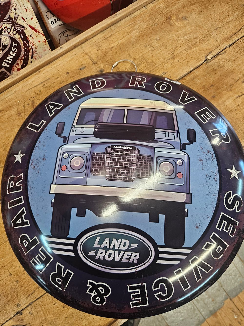 Lot 161 – Circular Convex Metal Land Rover Service & Repair Advertising Sign