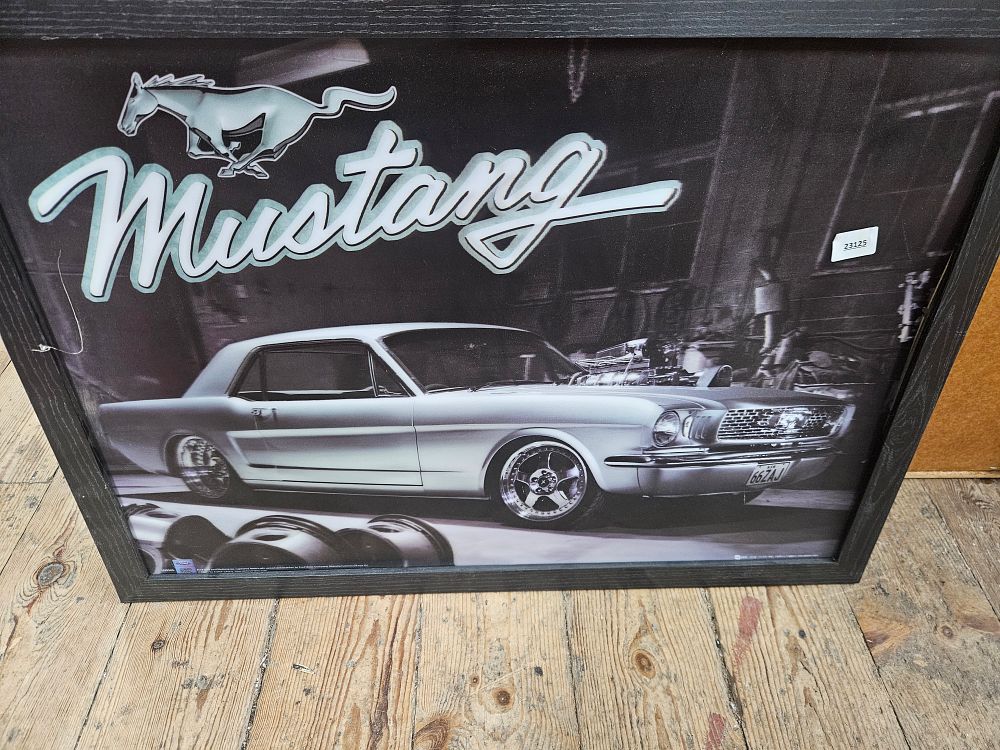Lot 176 – Framed Monochromatic Decorative Print of a Modified 1966 Ford Mustang
