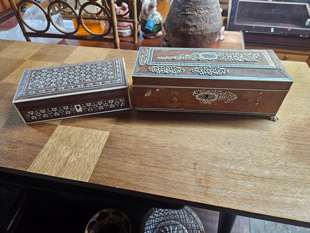 Lot 187 – Two 19th or Early 20th Century Decorative Inlaid Wooden Boxes 1 af