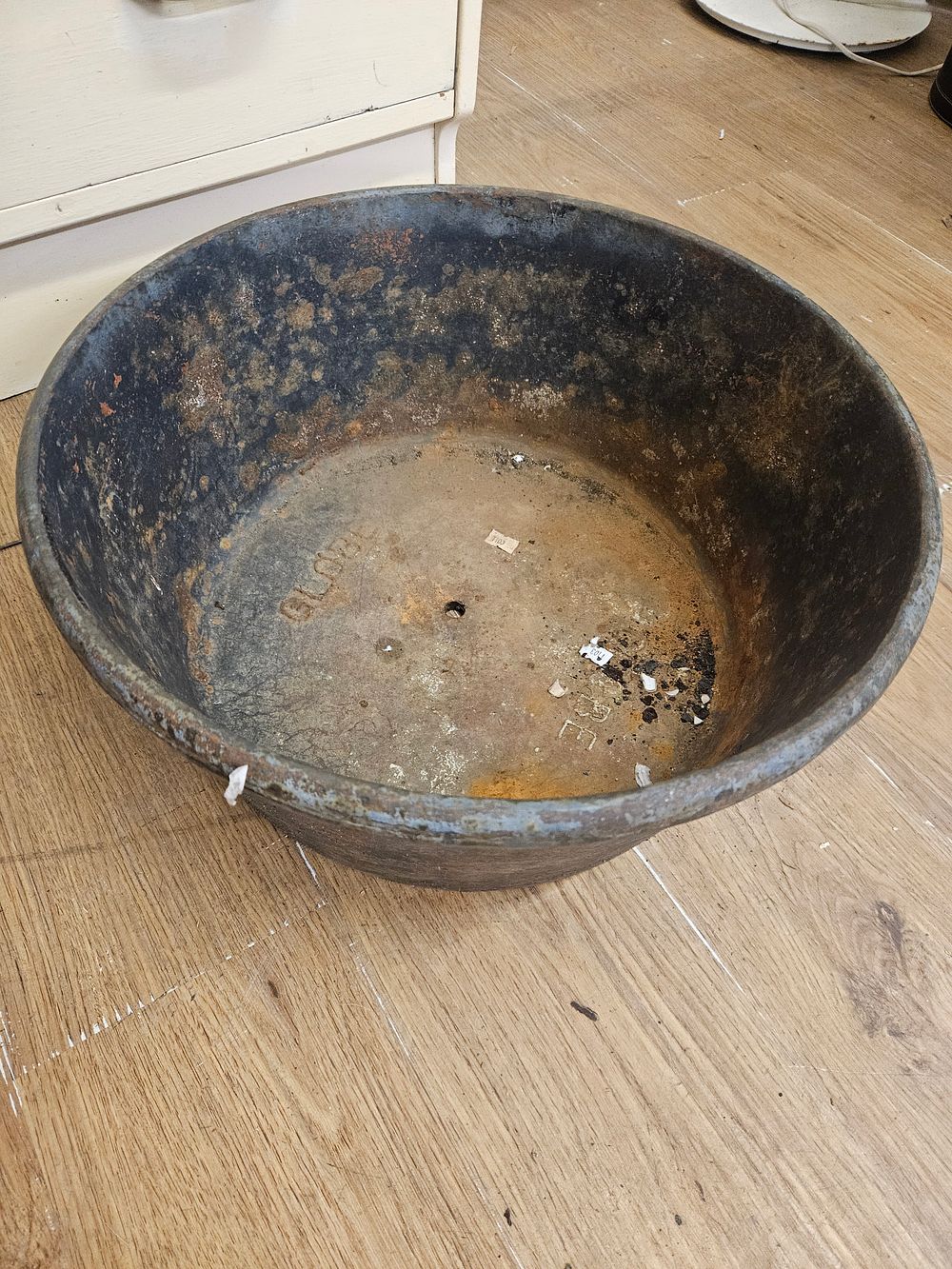 Lot 189 – A Large Cast Iron Industrial Vessel or Garden Planter Marked Globe