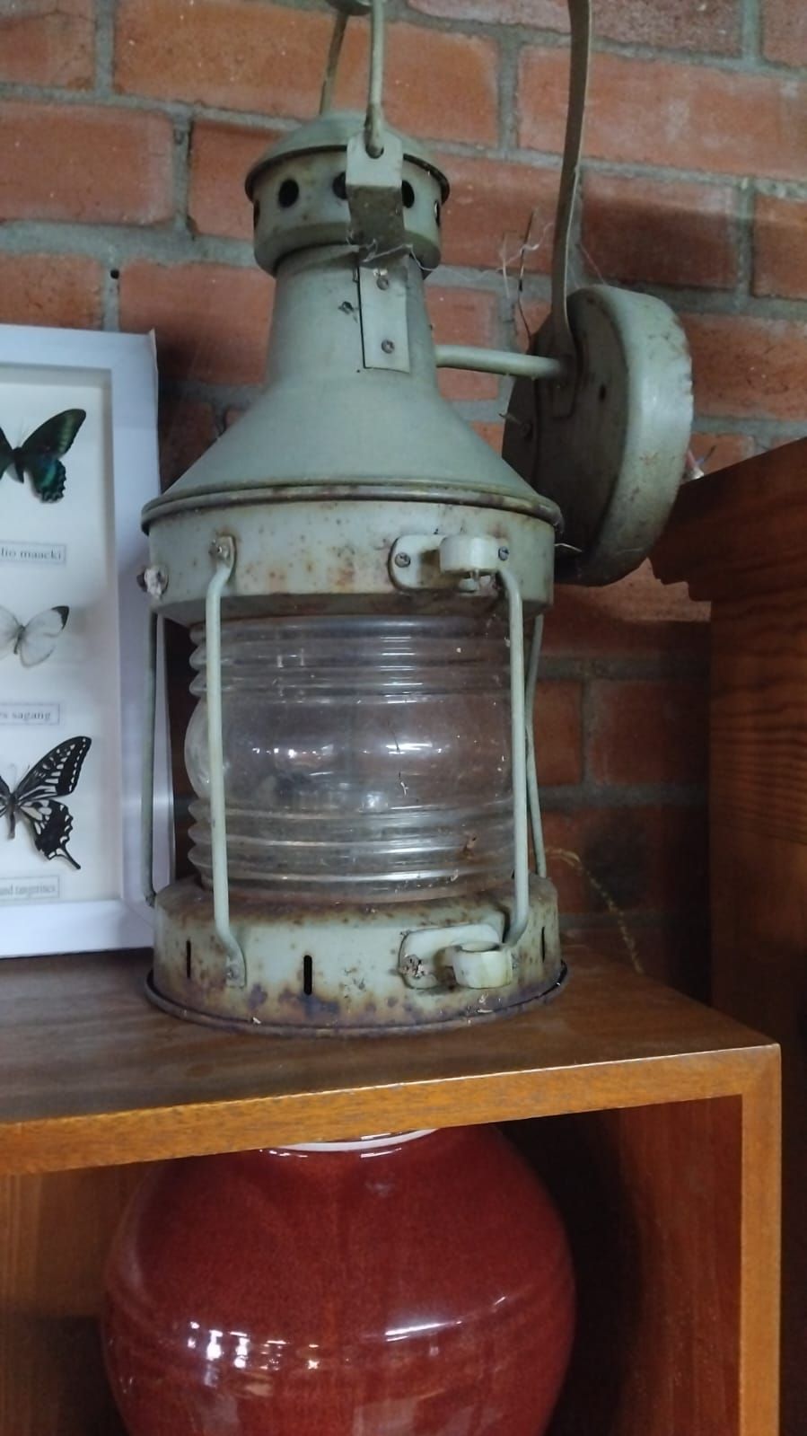 Lot 202 – Vintage Maritime Galvanised Steel Wall Lantern with Fresnel Lens
