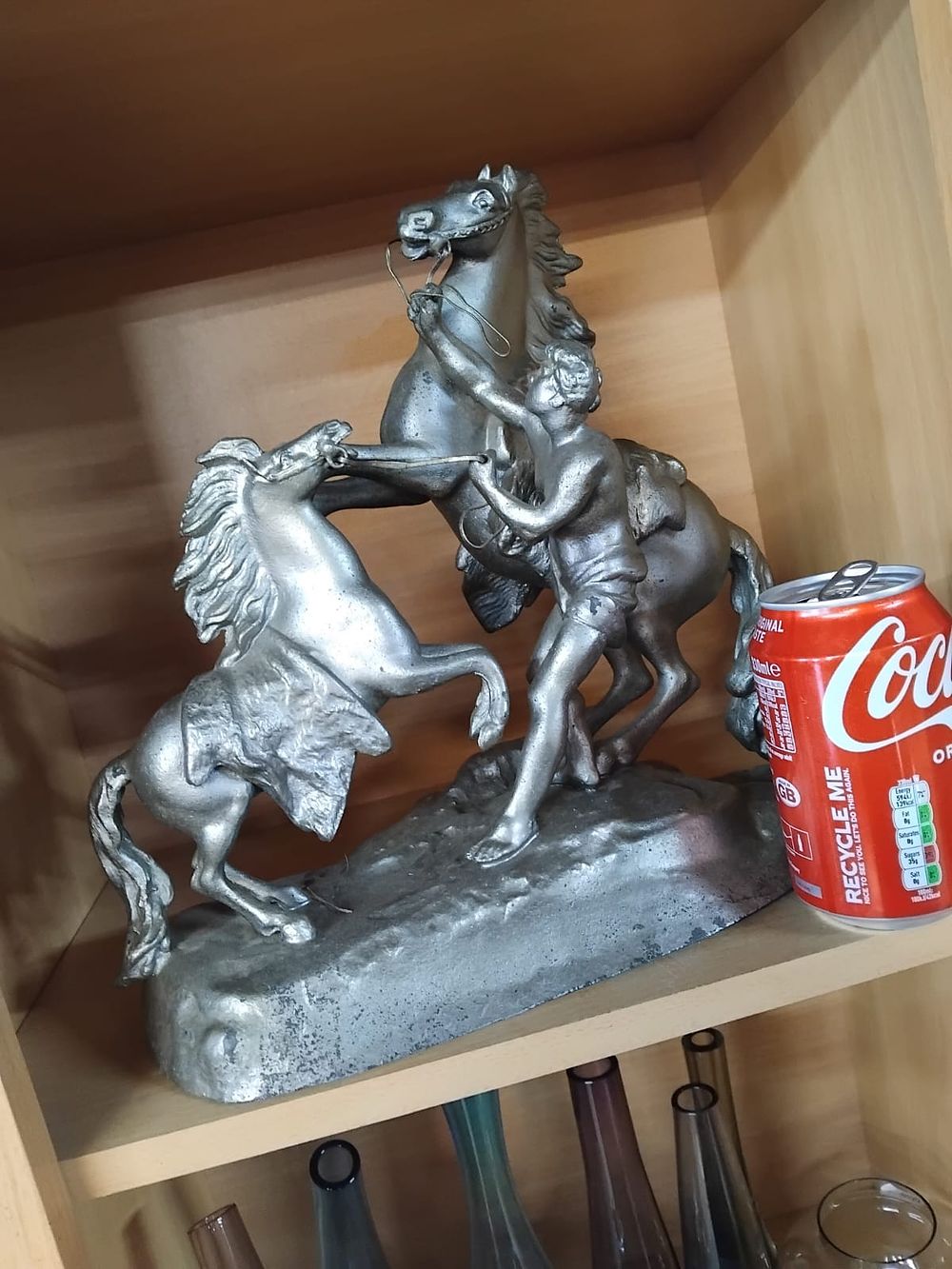 Lot 206 – A Silvered Spelter Figural Group after the Marly Horses