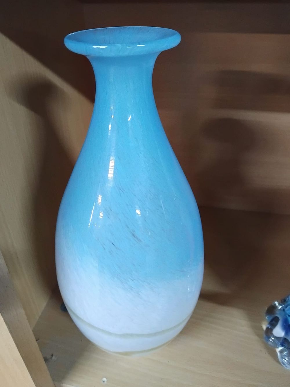 Lot 209 – Mid-century style blue and white marbled art glass vase