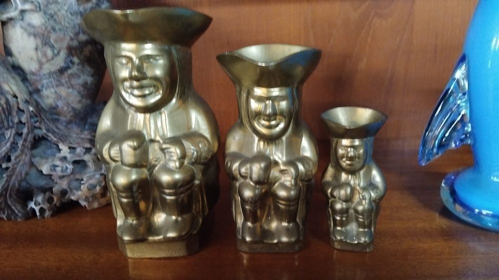 Lot 218 – A Trio of Graduated Cast Brass Toby Jug Style Figurines