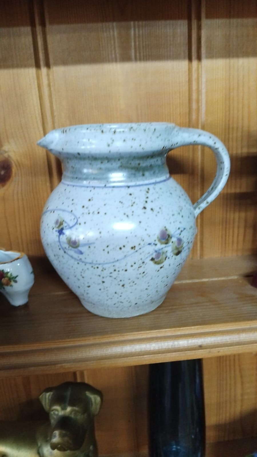 Lot 236 – Studio Pottery Stoneware Pitcher with Hand-Painted Thistle Motif