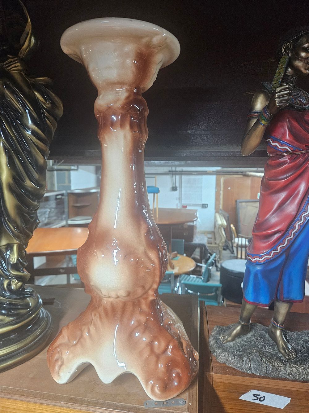 Lot 243 – A mid-20th-century drip-glazed ceramic pedestal stand