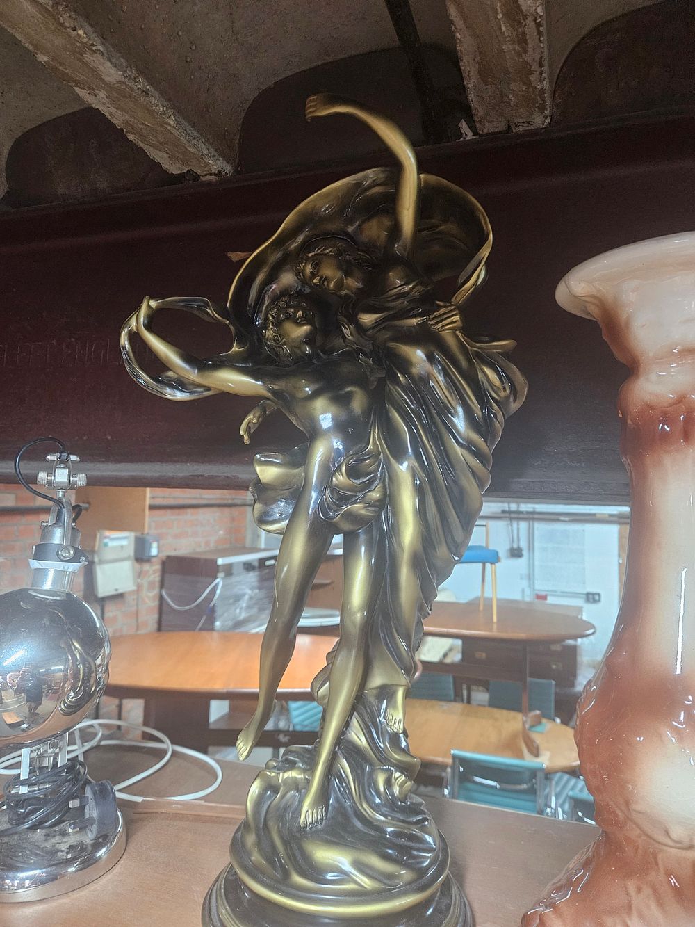 Lot 244 – An Art Nouveau Style Patinated Resin Figural Group of Two Female Figures
