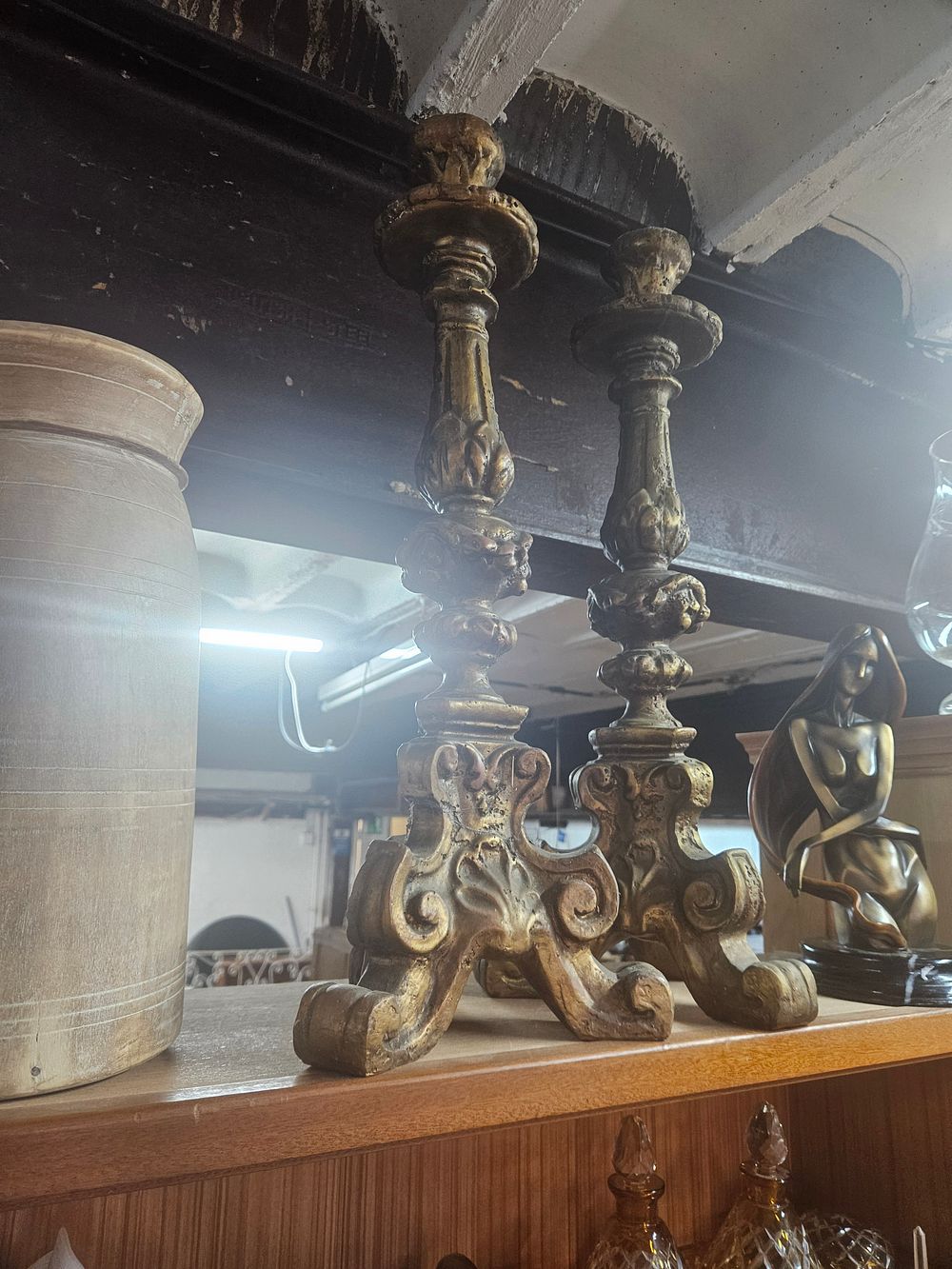 Lot 261 – A Pair of Large Baroque Revival 
Gilded wooden altar Candlesticks