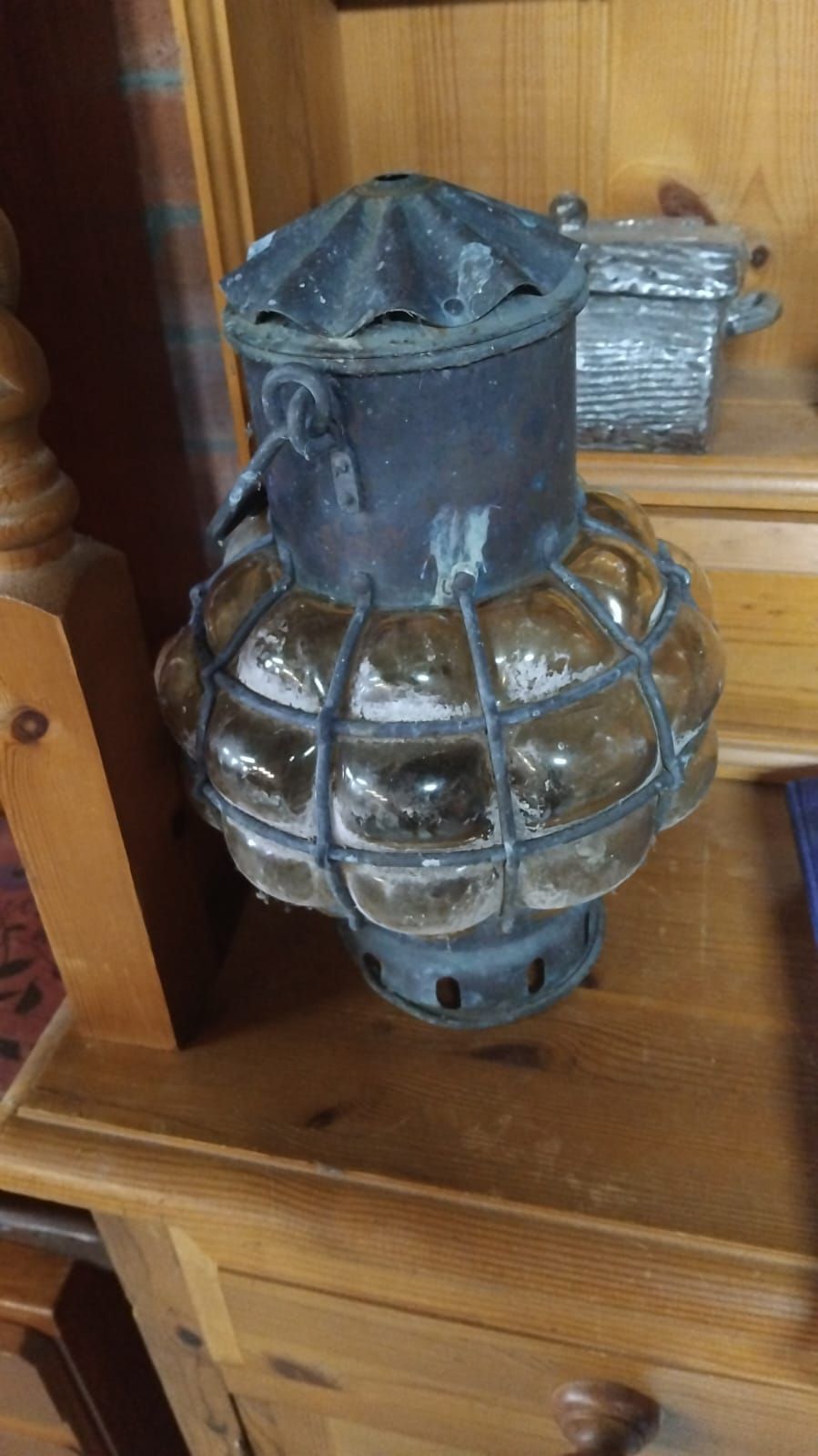 Lot 273 – A Vintage Maritime Style Onion Lantern with Bubble Glass Globe