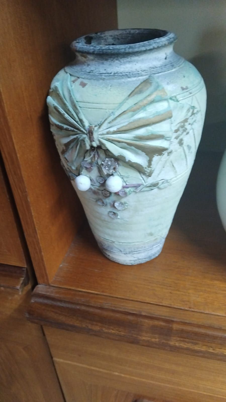 Lot 287 – A Decorative Earthenware Vase with Applied Bow Relief