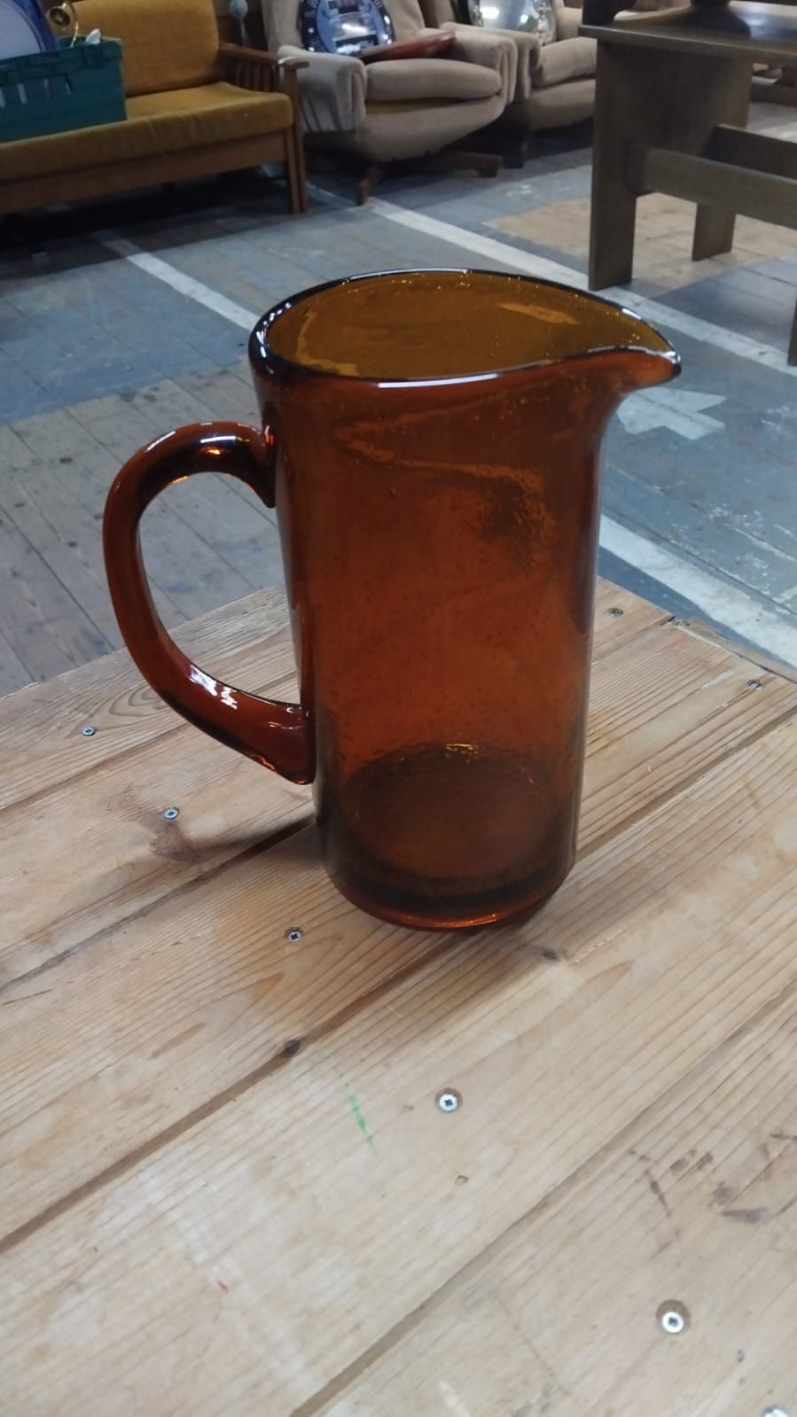 Lot 320 – Mid-Century Style Amber Seeded Bubble Glass Pitcher